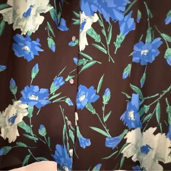 J. Crew Blue Floral Long Sleeve Blouse - Picture 4 of 7